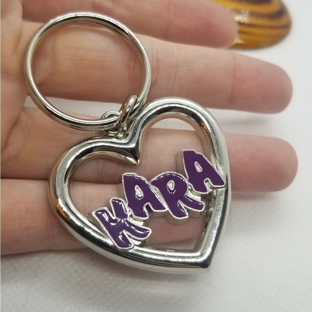 Kara souvenir name gift personilzed kara keychain heart‎ silver